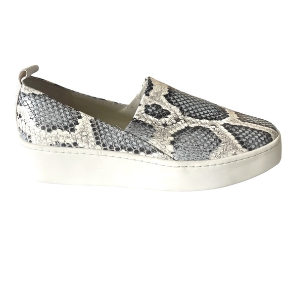 VINCE Saxon Snakeskin-Embossed Leather Sneakers Size 6 Platform Blue Gray EUC - Picture 5 of 9